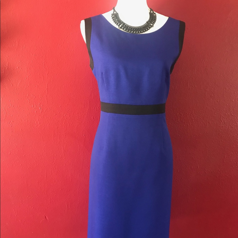 Royal blue and black A-Line dress. Sz. 14
